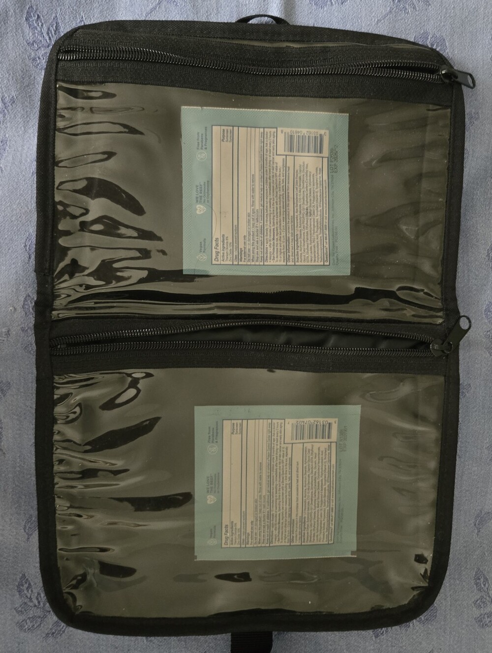 Travel Organizer Pouch with 2 Clear Transparent Zipper Pockets and Closure Strap - Picture 11 of 11
